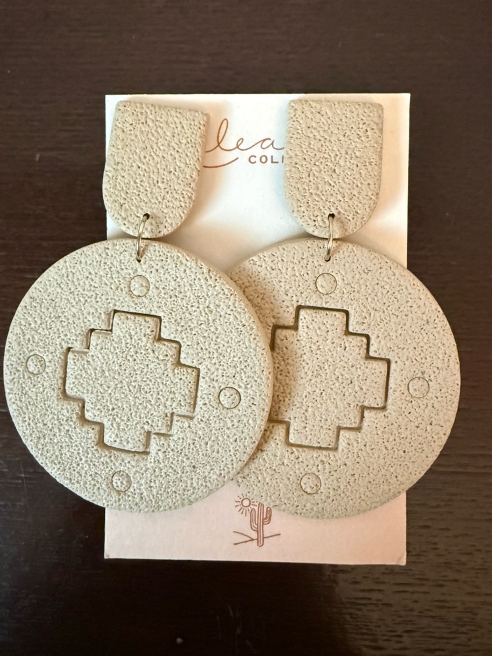Hand Crafted Cream Textured Bohemian Round Earrings